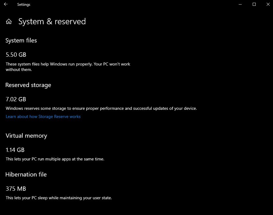 Windows 10 - Reserved Storage
